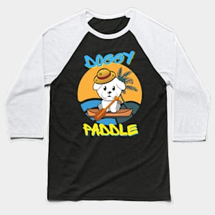 Cute furry Dog is paddling on a boat Baseball T-Shirt